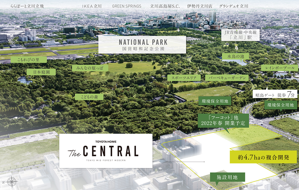 大都市「立川」と「国営昭和公園」に近接する複合開発地内の中心となる戸建プロジェクト。