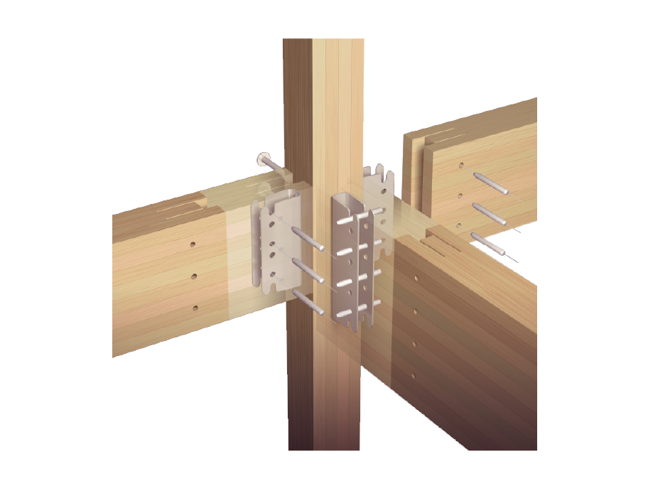 従来の木造軸組工法に比べて、高い接合強度のイメージ
