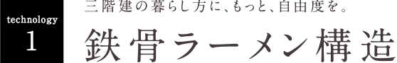 三階建の暮らし方に、もっと、自由度を。鉄骨ラーメン構造