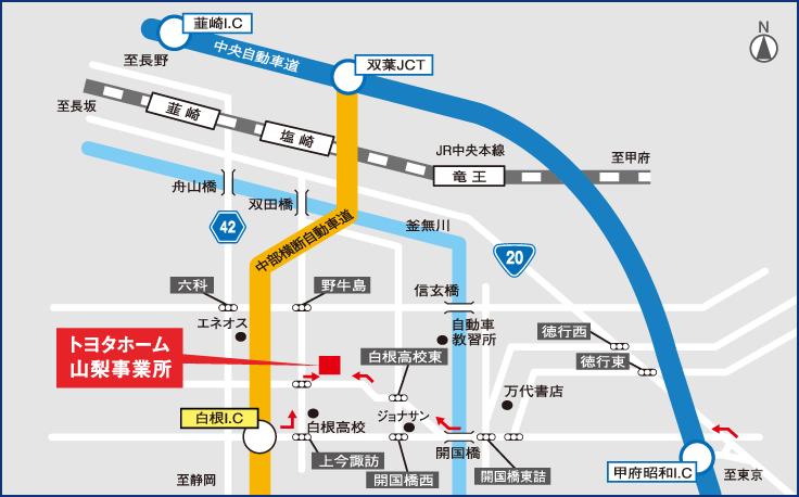 MAP：トヨタホーム 山梨事業所