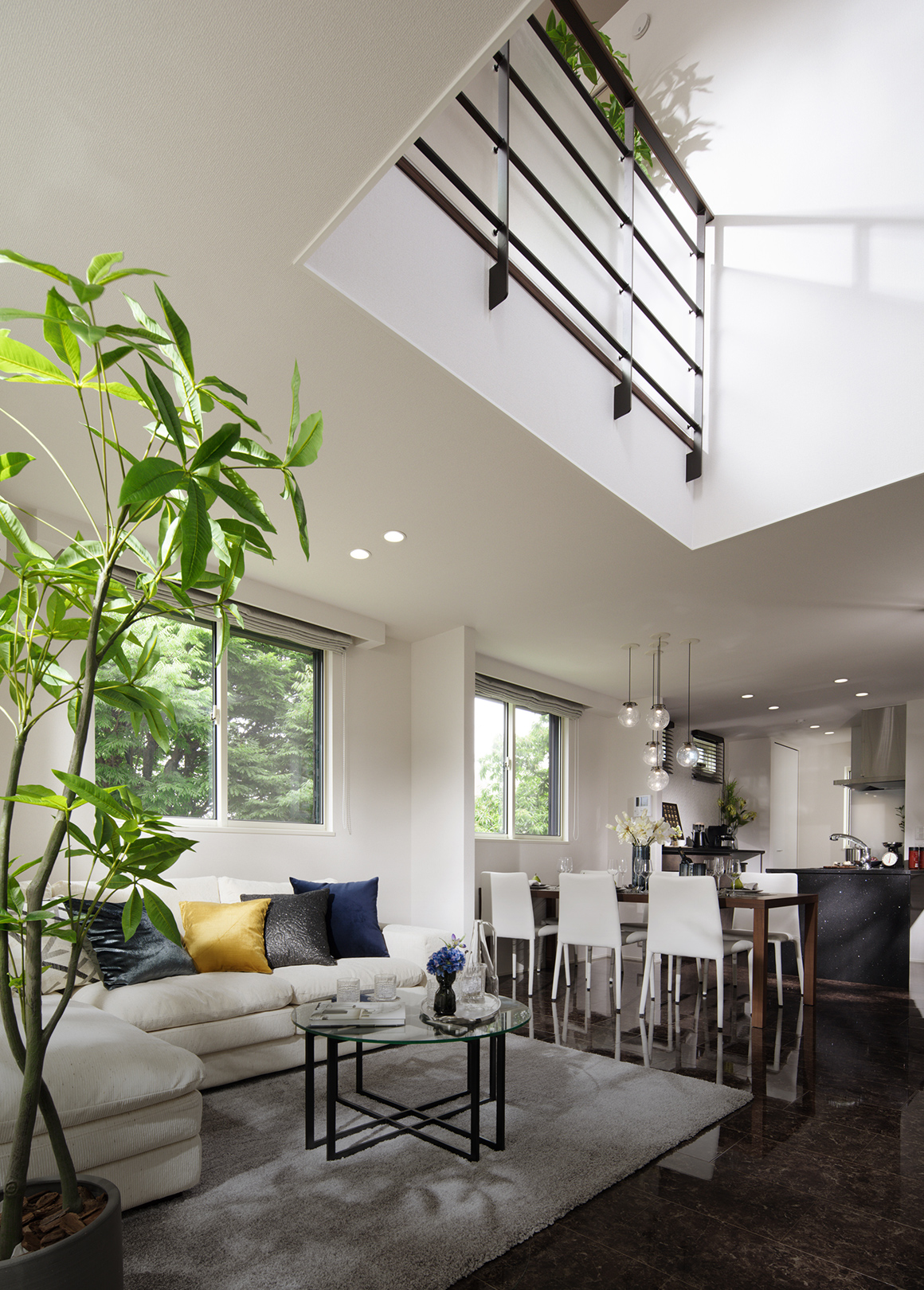 都市型住宅のひとつの答えとして提案した全棟3階建ての街区。空間に縦のゆとりを導入した。