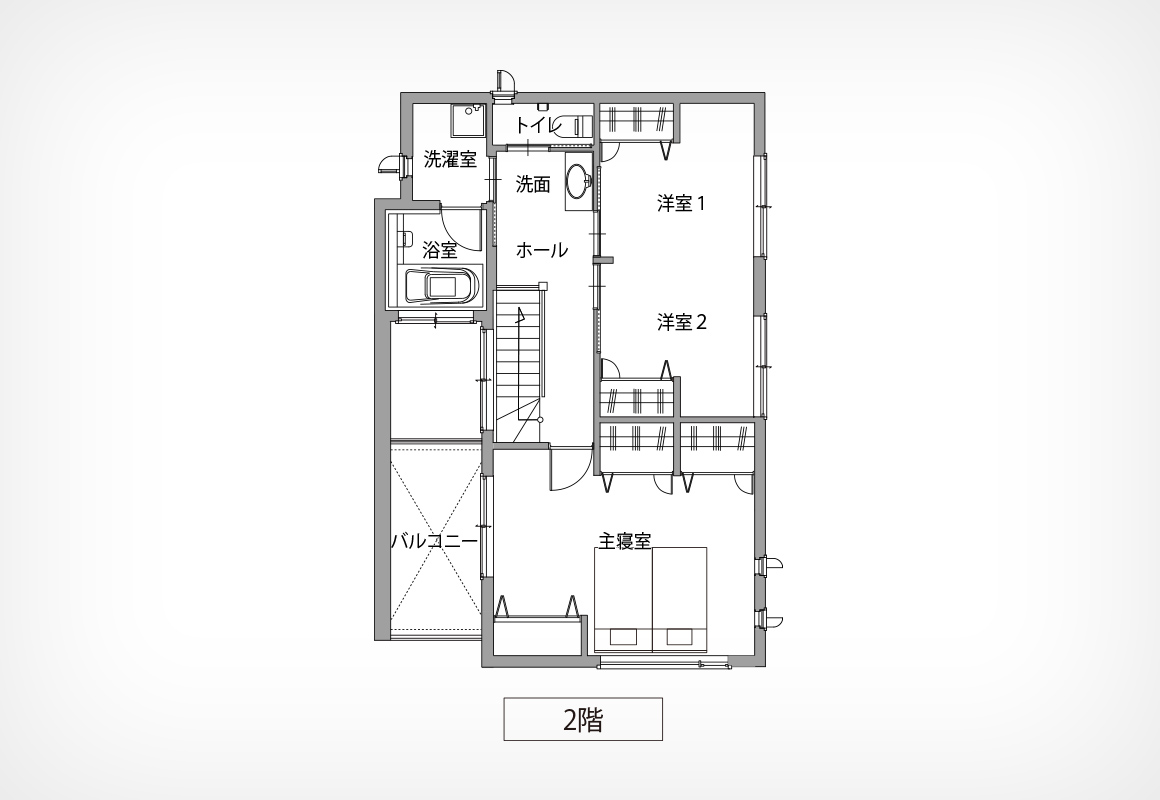 リビングに面したスクエアな中庭のある住まい2階