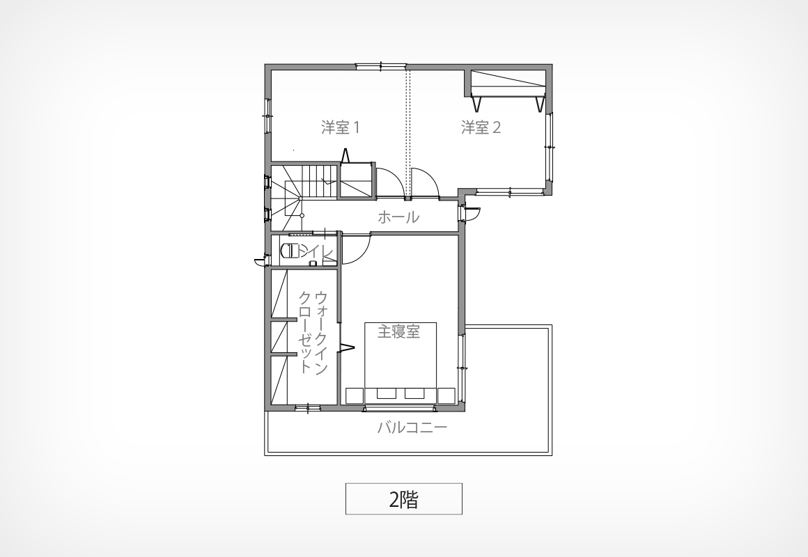 リビング・ダイニング・和室に囲まれた中庭がある住まい2階