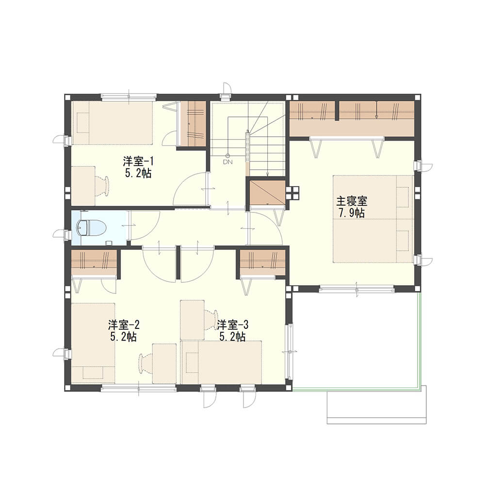 【36.3坪】2in1ルーム設計の子ども部屋がある2階建て
