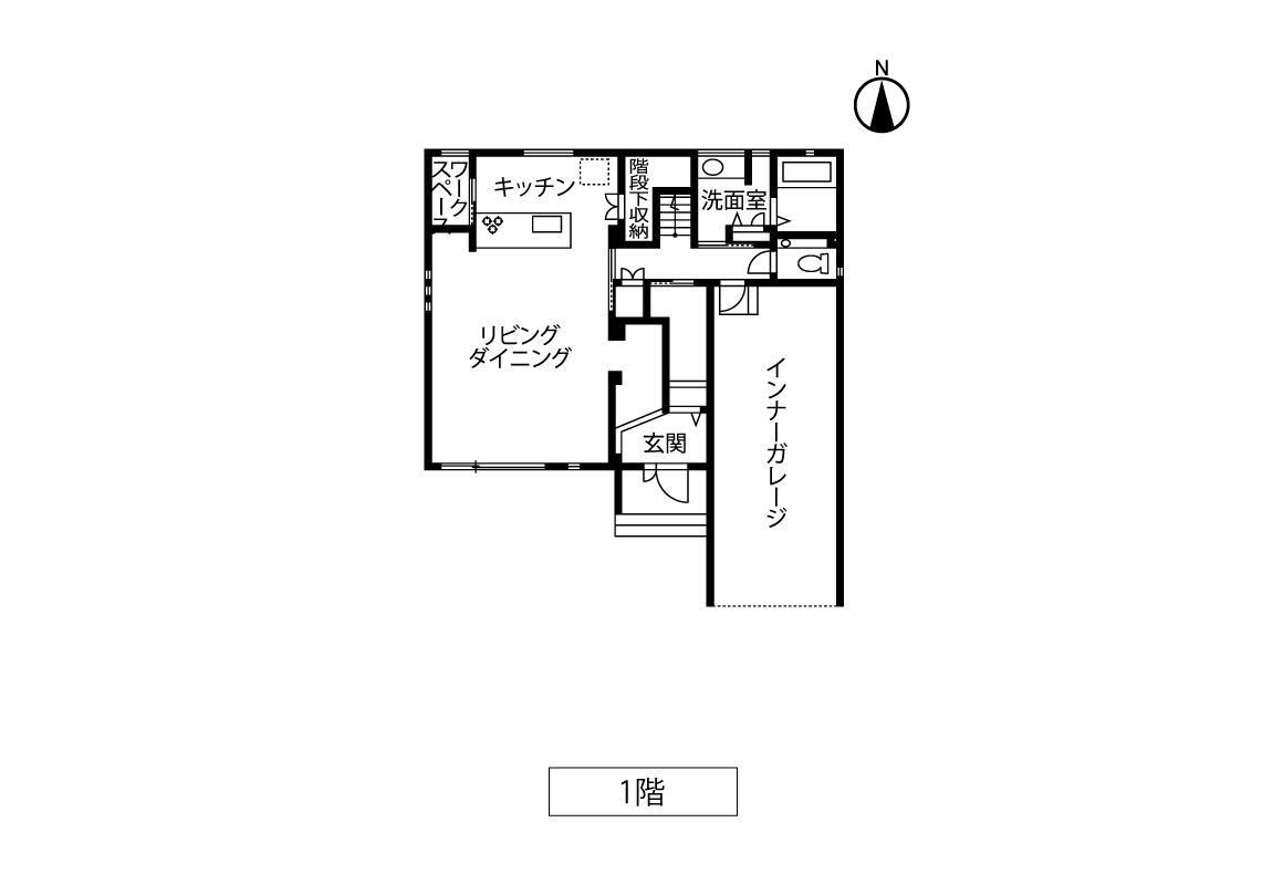 【約60坪・2階建て】上質感と重厚感を兼ね備える、ビルトインガレージのある住まいの間取り図②