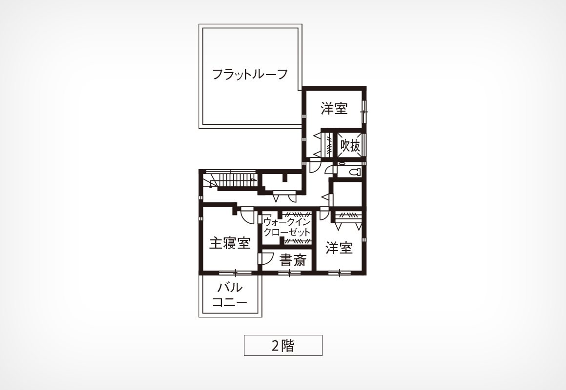 【約60坪・2階建て】柱のない大空間を実現したビルトインガレージのある住まい間取り図②