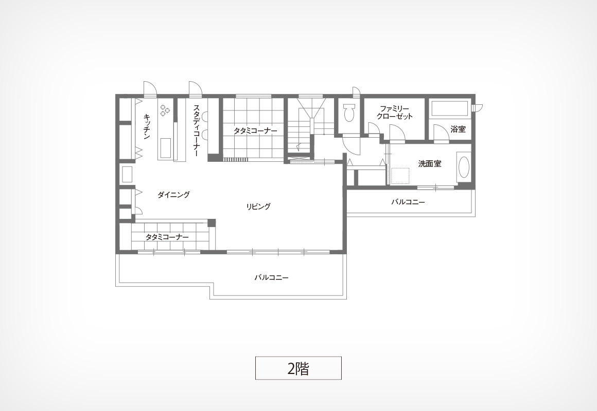 【68坪・2階建て】ご主人の趣味のサーフボードやアウトドア用品の手入れもできるビルトインガレージのある住まい間取り図②
