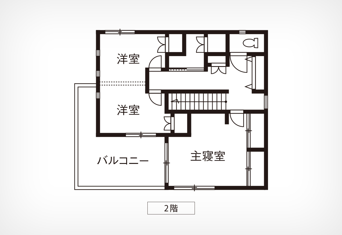 キッチンと洗面室が直結した家事ラク回遊動線の間取り図②