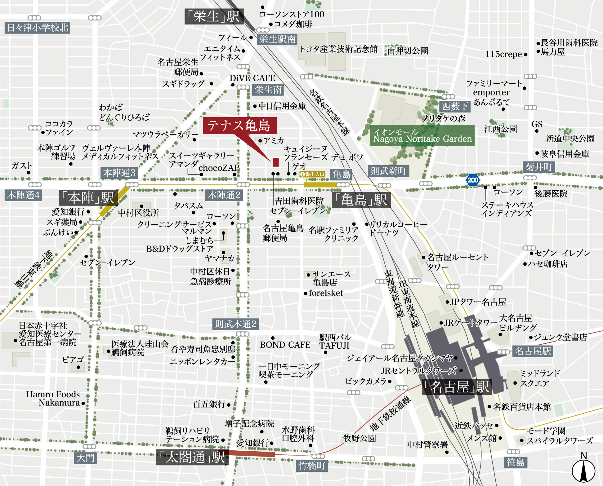 テナス亀島　ロケーション地図