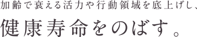 加齢で衰える活力や行動領域を底上げし、健康寿命をのばす。